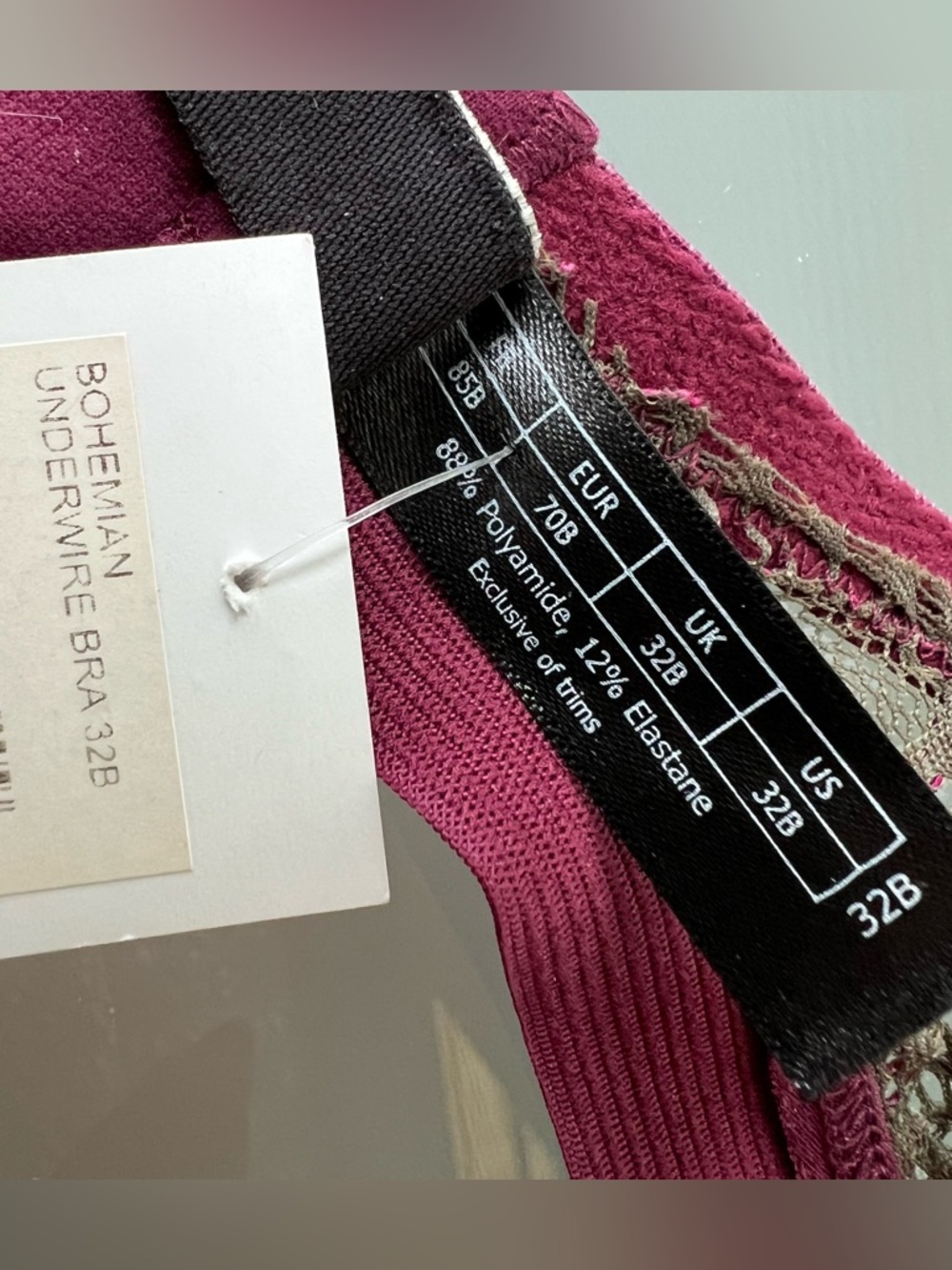 🫒Bohemian Underwire Stetchy Band Bra Olive / Magenta | Else - 32B - Picture 11 of 17